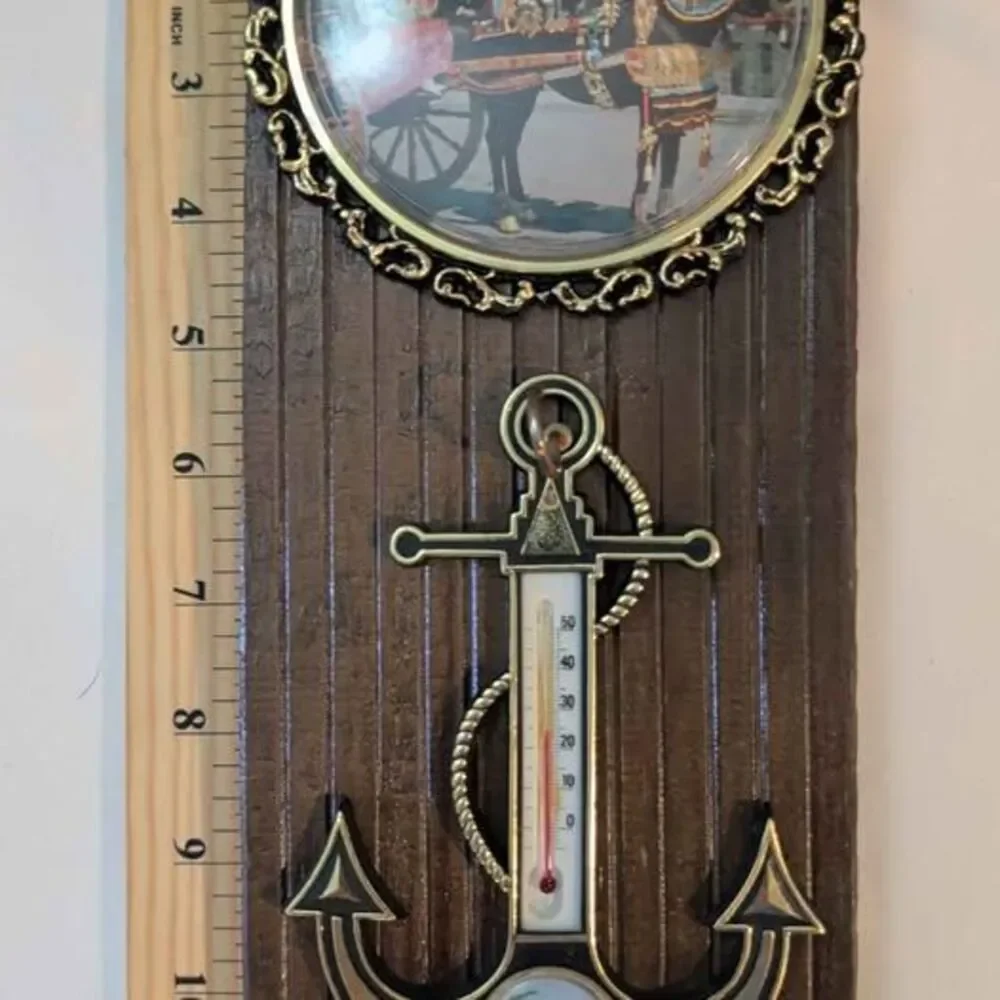 Vtg 1970s Souvenir Wooden Wall Plaque Anchor Therm Key Hooks Nautical Kitsch
